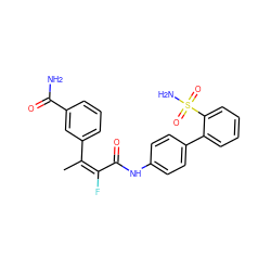 C/C(=C(\F)C(=O)Nc1ccc(-c2ccccc2S(N)(=O)=O)cc1)c1cccc(C(N)=O)c1 ZINC000013444897