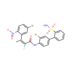 C/C(=C(\F)C(=O)Nc1ccc(-c2ccccc2S(N)(=O)=O)cc1Br)c1cc(Br)ccc1[N+](=O)[O-] ZINC000026169867