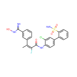 C/C(=C(\F)C(=O)Nc1ccc(-c2ccccc2S(N)(=O)=O)cc1Cl)c1cccc(C(=N)NO)c1 ZINC000013487207