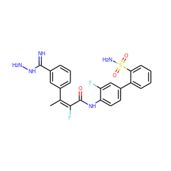 C/C(=C(\F)C(=O)Nc1ccc(-c2ccccc2S(N)(=O)=O)cc1F)c1cccc(C(=N)NN)c1 ZINC000013487196