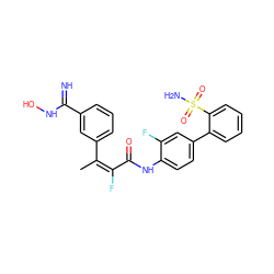 C/C(=C(\F)C(=O)Nc1ccc(-c2ccccc2S(N)(=O)=O)cc1F)c1cccc(C(=N)NO)c1 ZINC000013487206