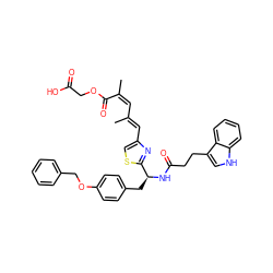 C/C(=C/C(C)=C/c1csc([C@H](Cc2ccc(OCc3ccccc3)cc2)NC(=O)CCc2c[nH]c3ccccc23)n1)C(=O)OCC(=O)O ZINC000169323622