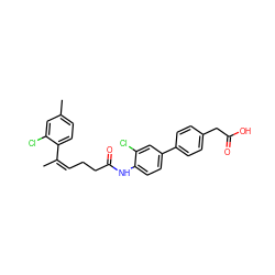 C/C(=C/CCC(=O)Nc1ccc(-c2ccc(CC(=O)O)cc2)cc1Cl)c1ccc(C)cc1Cl ZINC000040408582