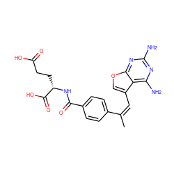 C/C(=C/c1coc2nc(N)nc(N)c12)c1ccc(C(=O)N[C@@H](CCC(=O)O)C(=O)O)cc1 ZINC000013809641