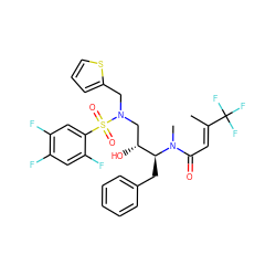 C/C(=C\C(=O)N(C)[C@@H](Cc1ccccc1)[C@H](O)CN(Cc1cccs1)S(=O)(=O)c1cc(F)c(F)cc1F)C(F)(F)F ZINC000042875612