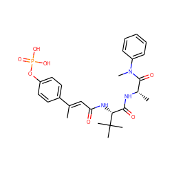 C/C(=C\C(=O)N[C@H](C(=O)N[C@@H](C)C(=O)N(C)c1ccccc1)C(C)(C)C)c1ccc(OP(=O)(O)O)cc1 ZINC000220215677