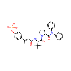 C/C(=C\C(=O)N[C@H](C(=O)N1CCC[C@H]1C(=O)N(c1ccccc1)c1ccccc1)C(C)(C)C)c1ccc(OP(=O)(O)O)cc1 ZINC000220195395