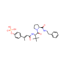 C/C(=C\C(=O)N[C@H](C(=O)N1CCC[C@H]1C(=O)NCCc1ccccc1)C(C)(C)C)c1ccc(OP(=O)(O)O)cc1 ZINC000653808120