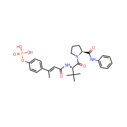 C/C(=C\C(=O)N[C@H](C(=O)N1CCC[C@H]1C(=O)Nc1ccccc1)C(C)(C)C)c1ccc(OP(=O)(O)O)cc1 ZINC000220215500