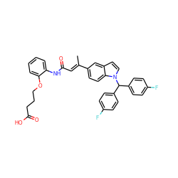 C/C(=C\C(=O)Nc1ccccc1OCCCC(=O)O)c1ccc2c(ccn2C(c2ccc(F)cc2)c2ccc(F)cc2)c1 ZINC000014262720