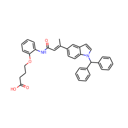 C/C(=C\C(=O)Nc1ccccc1OCCCC(=O)O)c1ccc2c(ccn2C(c2ccccc2)c2ccccc2)c1 ZINC000026742120