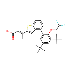 C/C(=C\C(=O)O)c1cc2c(-c3cc(C(C)(C)C)cc(C(C)(C)C)c3OCC(F)F)cccc2s1 ZINC000029338322