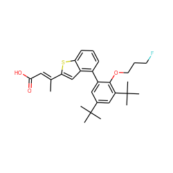 C/C(=C\C(=O)O)c1cc2c(-c3cc(C(C)(C)C)cc(C(C)(C)C)c3OCCCF)cccc2s1 ZINC000029338326