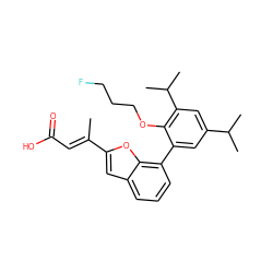 C/C(=C\C(=O)O)c1cc2cccc(-c3cc(C(C)C)cc(C(C)C)c3OCCCF)c2o1 ZINC000029346737