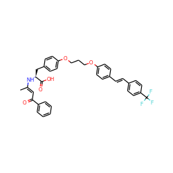 C/C(=C\C(=O)c1ccccc1)N[C@@H](Cc1ccc(OCCCOc2ccc(/C=C/c3ccc(C(F)(F)F)cc3)cc2)cc1)C(=O)O ZINC000299824918