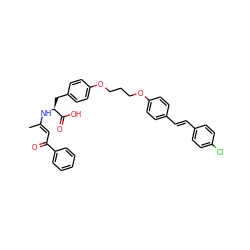 C/C(=C\C(=O)c1ccccc1)N[C@@H](Cc1ccc(OCCCOc2ccc(/C=C/c3ccc(Cl)cc3)cc2)cc1)C(=O)O ZINC000299836472