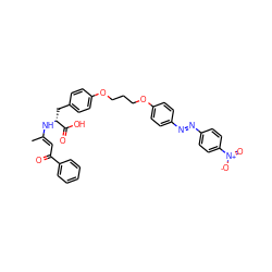 C/C(=C\C(=O)c1ccccc1)N[C@H](Cc1ccc(OCCCOc2ccc(/N=N/c3ccc([N+](=O)[O-])cc3)cc2)cc1)C(=O)O ZINC000299833346