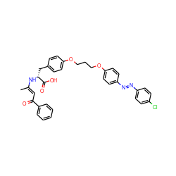 C/C(=C\C(=O)c1ccccc1)N[C@H](Cc1ccc(OCCCOc2ccc(/N=N/c3ccc(Cl)cc3)cc2)cc1)C(=O)O ZINC000299836622