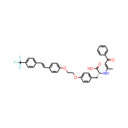 C/C(=C\C(=O)c1ccccc1)N[C@H](Cc1ccc(OCCOc2ccc(/C=C/c3ccc(C(F)(F)F)cc3)cc2)cc1)C(=O)O ZINC000299837389