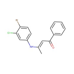 C/C(=C\C(=O)c1ccccc1)Nc1ccc(Br)c(Cl)c1 ZINC000008672599