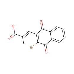 C/C(=C\C1=C(Br)C(=O)c2ccccc2C1=O)C(=O)O ZINC000045261800