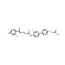 C/C(=C\CCC(=O)Nc1ccc(-c2ccc(OCC(=O)O)cc2)cc1Cl)c1ccc(C)cc1Cl ZINC000040402163