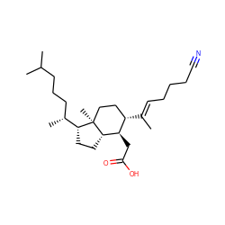 C/C(=C\CCCC#N)[C@H]1CC[C@@]2(C)[C@@H](CC[C@@H]2[C@H](C)CCCC(C)C)[C@@H]1CC(=O)O ZINC000013862219