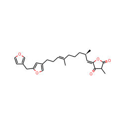 C/C(=C\CCc1coc(Cc2ccoc2)c1)CCC[C@@H](C)/C=C1\OC(=O)C(C)C1=O ZINC000101637458