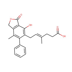 C/C(=C\Cc1c(O)c2c(c(C)c1-c1ccccc1)COC2=O)CCC(=O)O ZINC000013759731