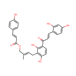 C/C(=C\Cc1c(O)ccc(C(=O)/C=C/c2ccc(O)cc2O)c1O)COC(=O)/C=C/c1ccc(O)cc1 ZINC000038404853