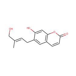 C/C(=C\Cc1cc2ccc(=O)oc2cc1O)CO ZINC000014506889