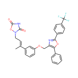 C/C(=C\Cn1oc(=O)[nH]c1=O)c1cccc(OCc2nc(-c3ccc(C(F)(F)F)cc3)oc2-c2ccccc2)c1 ZINC000025970708