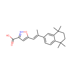 C/C(=C\c1cc(C(=O)O)no1)c1ccc2c(c1)C(C)(C)CCC2(C)C ZINC000013557580