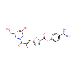 C/C(=C\c1ccc(C(=O)Oc2ccc(C(=N)N)cc2)o1)C(=O)N(CCCO)CC(=O)O ZINC000144364025