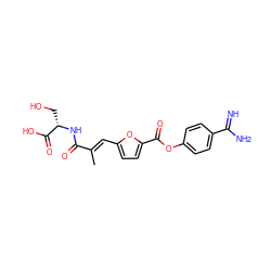 C/C(=C\c1ccc(C(=O)Oc2ccc(C(=N)N)cc2)o1)C(=O)N[C@@H](CO)C(=O)O ZINC000145951813