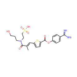 C/C(=C\c1ccc(C(=O)Oc2ccc(C(=N)N)cc2)s1)C(=O)N(CCCO)CCS(=O)(=O)O ZINC000144363546