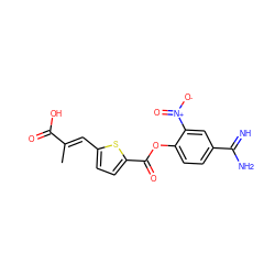 C/C(=C\c1ccc(C(=O)Oc2ccc(C(=N)N)cc2[N+](=O)[O-])s1)C(=O)O ZINC000145971669