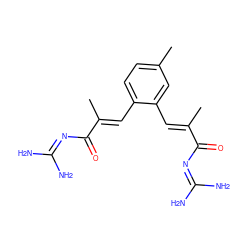 C/C(=C\c1ccc(C)cc1/C=C(\C)C(=O)N=C(N)N)C(=O)N=C(N)N ZINC000141506927