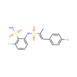 C/C(=C\c1ccc(Cl)cc1)S(=O)(=O)Nc1cccc(F)c1S(N)(=O)=O ZINC000143823456