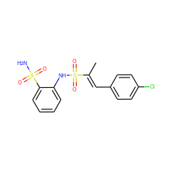 C/C(=C\c1ccc(Cl)cc1)S(=O)(=O)Nc1ccccc1S(N)(=O)=O ZINC000143822389