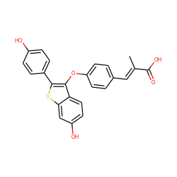 C/C(=C\c1ccc(Oc2c(-c3ccc(O)cc3)sc3cc(O)ccc23)cc1)C(=O)O ZINC000221202736