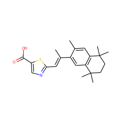 C/C(=C\c1ncc(C(=O)O)s1)c1cc2c(cc1C)C(C)(C)CCC2(C)C ZINC000026649488