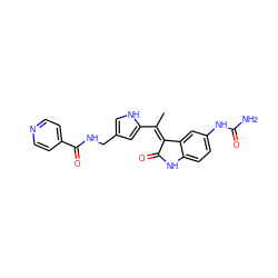 C/C(=C1/C(=O)Nc2ccc(NC(N)=O)cc21)c1cc(CNC(=O)c2ccncc2)c[nH]1 ZINC000014962736