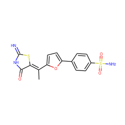 C/C(=C1/SC(=N)NC1=O)c1ccc(-c2ccc(S(N)(=O)=O)cc2)o1 ZINC000014963253