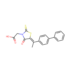 C/C(=C1/SC(=S)N(CC(=O)O)C1=O)c1ccc(-c2ccccc2)cc1 ZINC000028012699