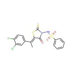 C/C(=C1/SC(=S)N(NS(=O)(=O)c2ccccc2)C1=O)c1ccc(Cl)c(Cl)c1 ZINC000028567866