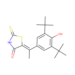 C/C(=C1/SC(=S)NC1=O)c1cc(C(C)(C)C)c(O)c(C(C)(C)C)c1 ZINC000013734208