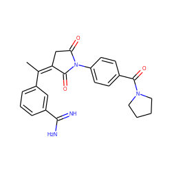 C/C(=C1\CC(=O)N(c2ccc(C(=O)N3CCCC3)cc2)C1=O)c1cccc(C(=N)N)c1 ZINC000012355173