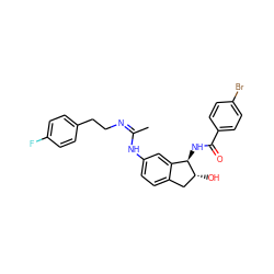 C/C(=N/CCc1ccc(F)cc1)Nc1ccc2c(c1)[C@@H](NC(=O)c1ccc(Br)cc1)[C@H](O)C2 ZINC000473084045