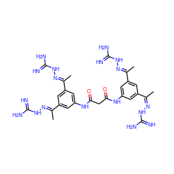 C/C(=N/NC(=N)N)c1cc(NC(=O)CC(=O)Nc2cc(/C(C)=N/NC(=N)N)cc(/C(C)=N/NC(=N)N)c2)cc(/C(C)=N/NC(=N)N)c1 ZINC000072114038